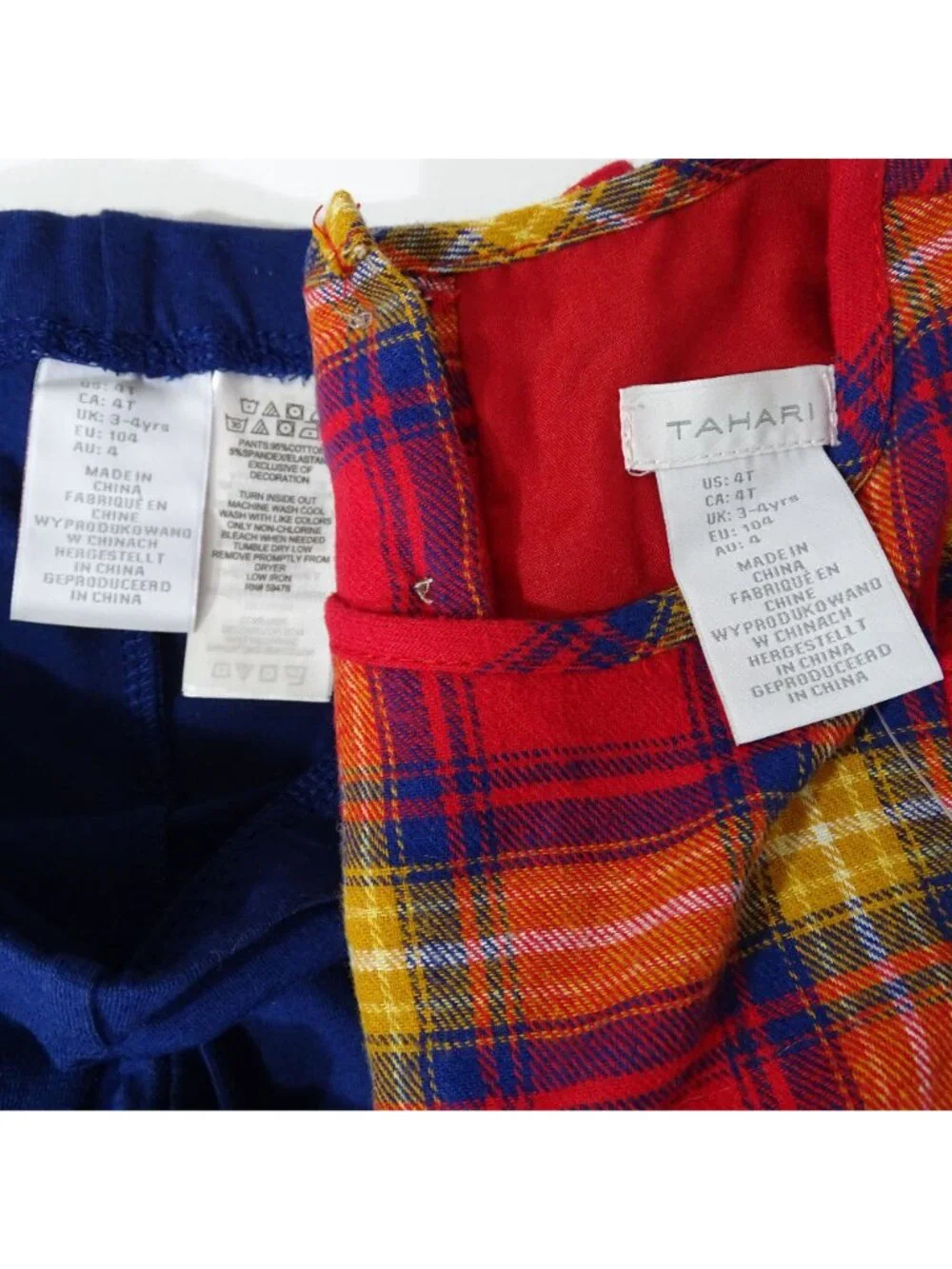Tahari 2 Piece Red Plaid Flannel Dress with Blue Leggings Set Girls Size 4T NEW